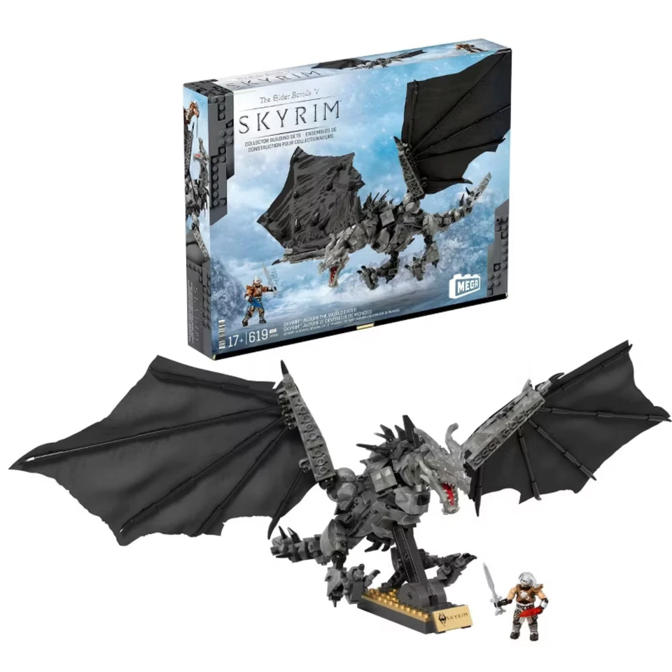 MEGA Skyrim Alduin The World Eater figuras de ação conjunto de brinquedos de construção 619 peças - Imagem 2 de 4