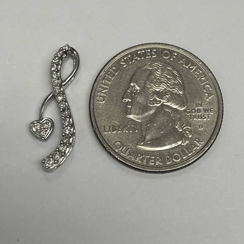 10K White Gold  19 Diamonds Infinity-Heart Pendant  1.1g
