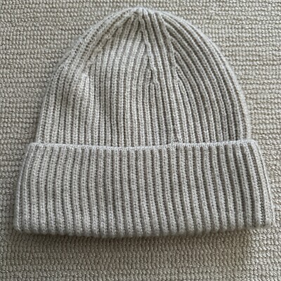 H&M Rib Knit Beanie Hat Ivory Soft Stretch Unisex NWOT