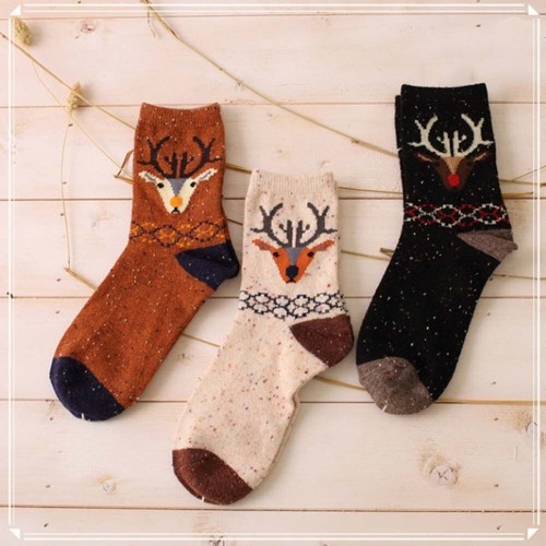 3 Paar Cartoon Tier Elch Reh Weich Bequem Baumwollsocken Dick Freizeit Kleidung - Bild 11 von 11