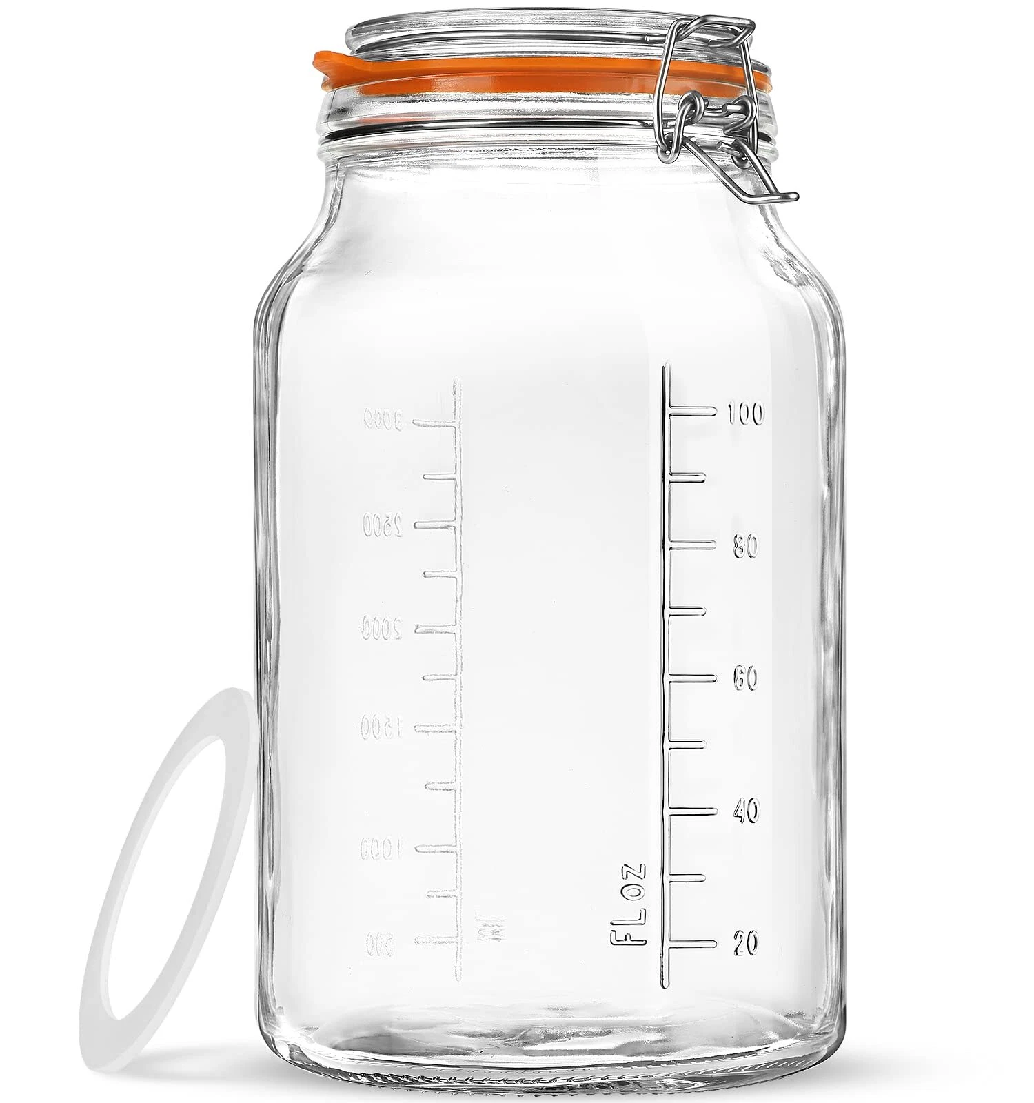 Super Wide Mouth Glass Storage Jar with Airtight Lids 1 Gallon Large Mason J...