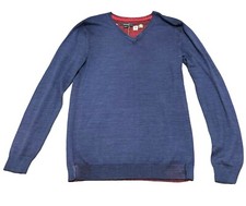 NWT Jack  Jones Orlando Bloom Wool Sweater Men Size L Slim Fit Blue Long Sleeve