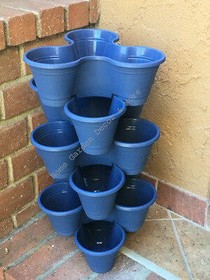 Stackable Vertical Planter Plastic 6 Tier Garden Flower Pots Indoor Outdoor  BLUE | eBay