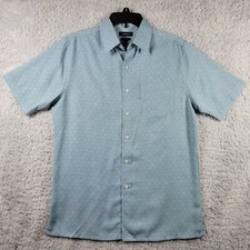 Croft Barrow Shirt Mens Small Blue Button Up Short Sleeve Woven NWT