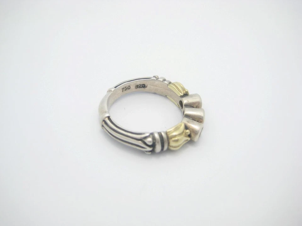 Vintage Lagos Caviar Sterling & 18k Yellow Gold Peridot Ring Size 6 1/2 - A - Image 4 of 4