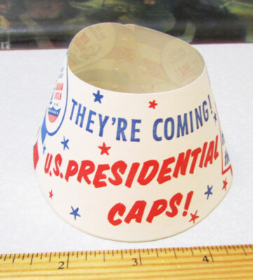 vintage 1960s milk bottle paper collar, fits over milk bottles, US Presidential