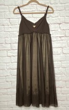 Petite Small/PS Michael Kors Chocolate Brown Babydoll Lined Slip Dress Mesh Lace
