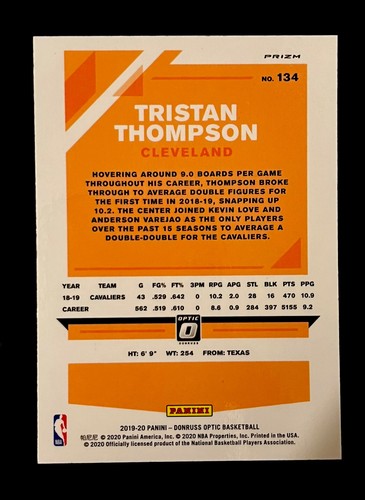 2019-20 Optic Fanatics Silver Wave #134 Tristan Thompson (Cavaliers) MINT - Picture 2 of 2