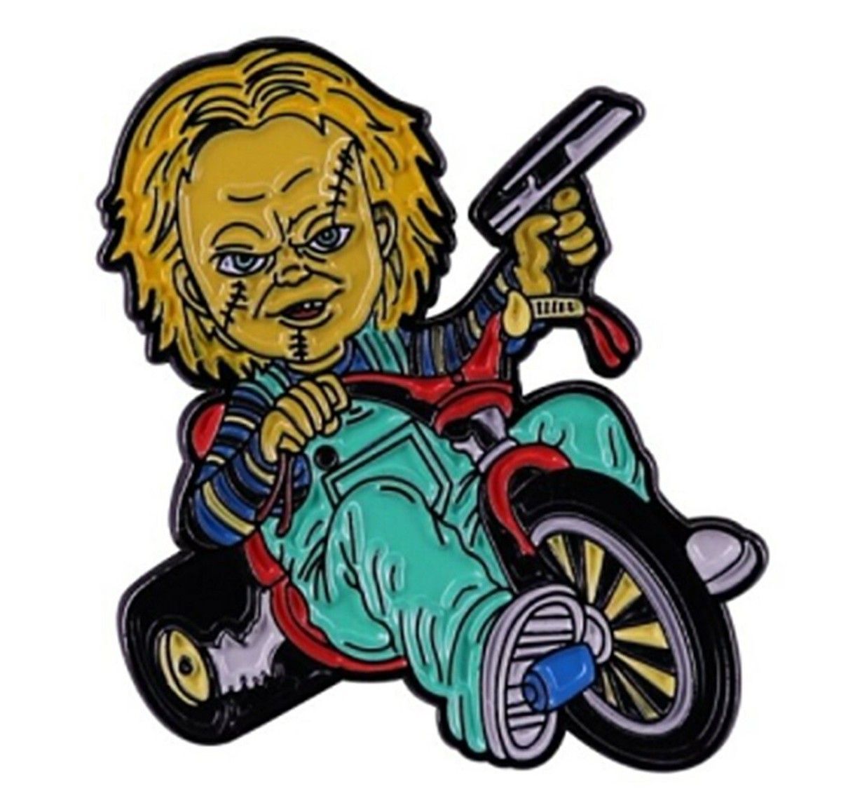 Chucky Doll on Bike Classic Horror Character Enamel Metal Pin