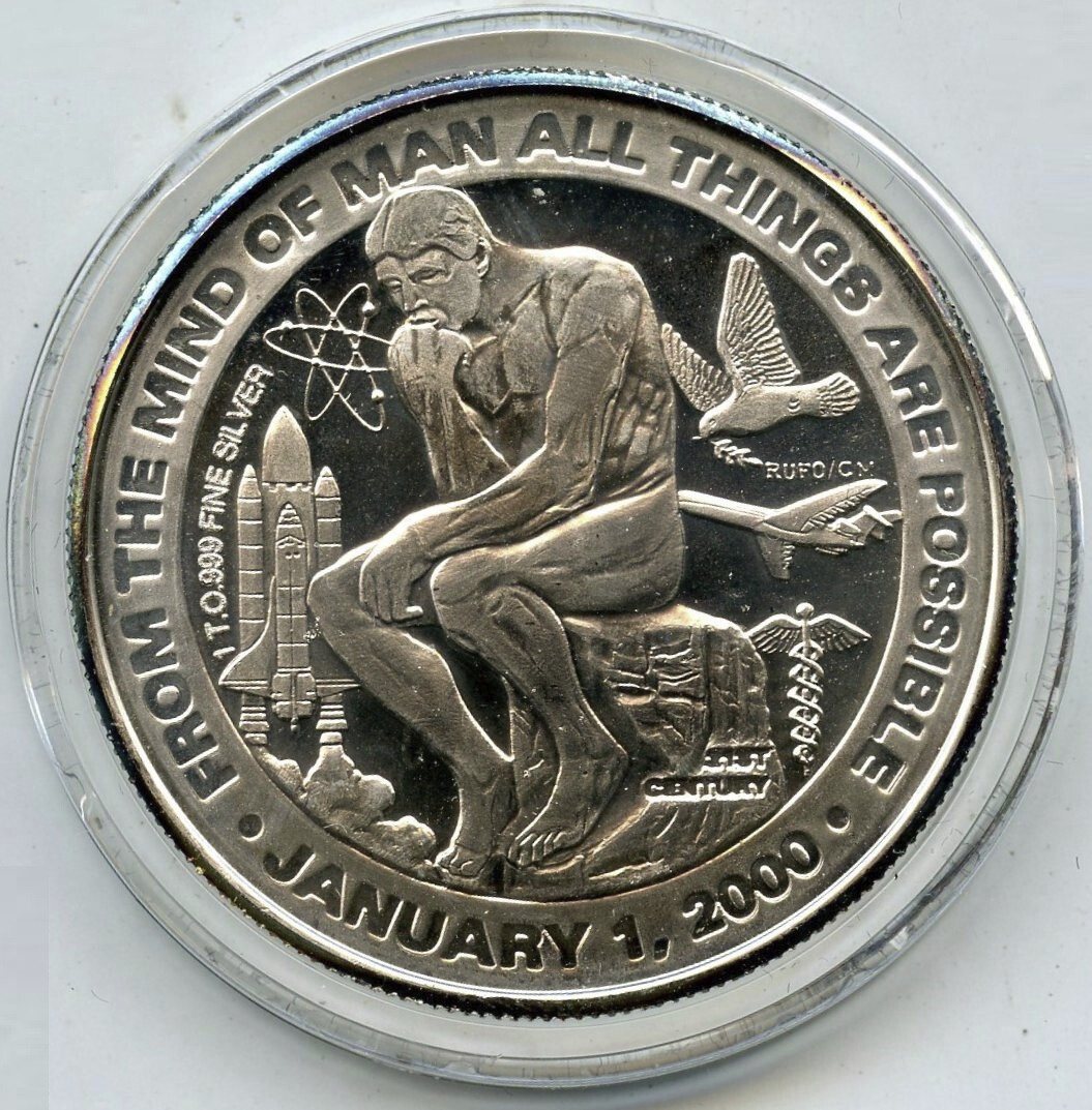 2000 Millennium American Eagle 999 Silver 1 oz Art Medal Round +