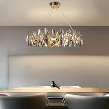 Modern LED Kristall Kronleuchter Luxus,Rund Hängeleuchte Kristall Lampe,Korridor