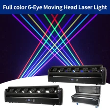 6 Eyes Laser Moving Head Light 2PCS RGB DMX512 DJ Party Disco Strobe Light Case
