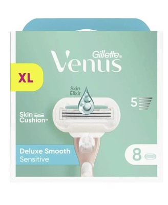 Gillette Venus XL Ersatzklingen - Deluxe Smooth Sensitive,Skin Elixir, 8 Klingen