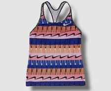 42 Nike Kid's Girl's Pink Striped Clash Racerback Tankini Swimwear Top Large