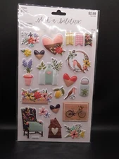 The paper studio stick a bilities Birds & Flowers Puffy stickers 21pc