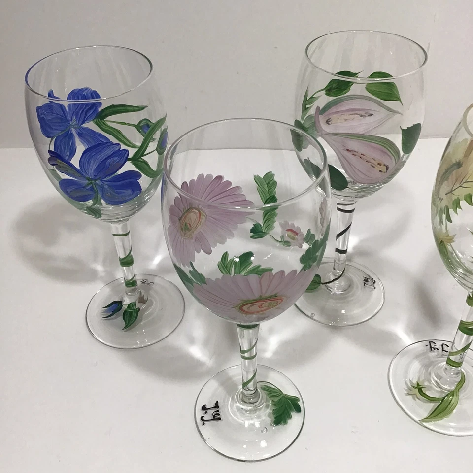 Vajilla de vino floral de cristal pintada a mano Royal Danube 4 Rumania Foto 2 de 4