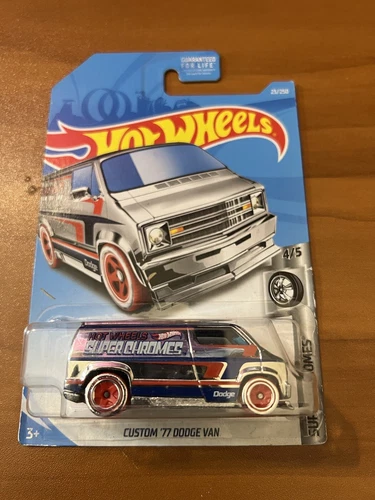 Hot Wheels SUPER  CHROMES ‘77 Custom Dodge Van Mirror-Like Silver Shine