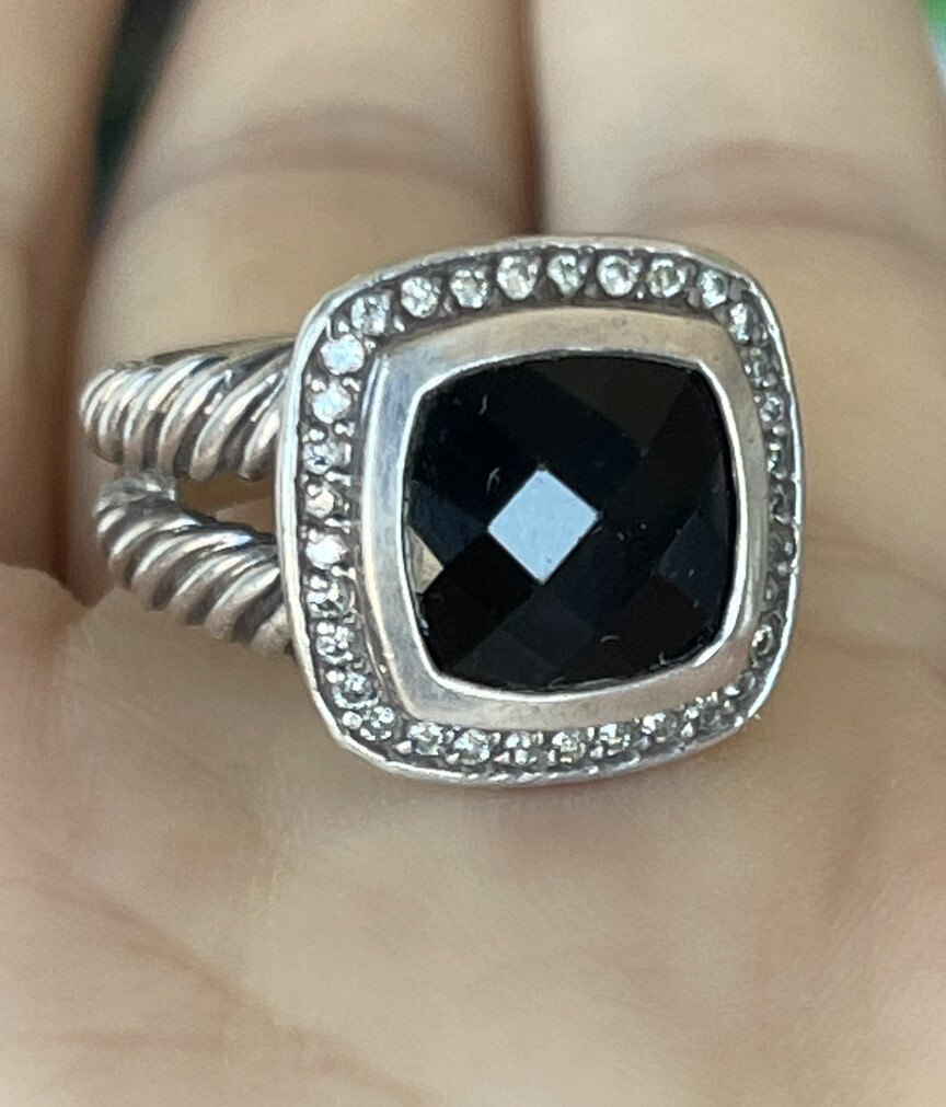 レア　David Yurman 925 ダイヤモンド　天然プラシオライト　リング レア David Yurman 925 ダイヤモンド 天然プラシオライト リング David