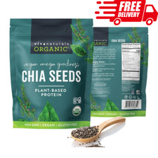 Organic Chia Seeds 2 LBs, 32oz, with Omega-3, Vegan Protein, Non-GMO Gluten-Free