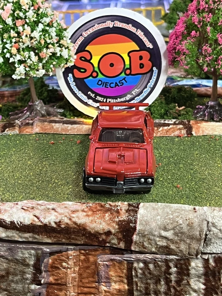 Oldsmobile 442 1969 Johnny Lightning 1:64 rojo diecast usado excelente estado Foto 3 de 4