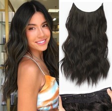 KooKaStyle Clip in Long Wavy Synthetic Hair Extension 16  4PCS Natural Black