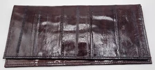Vintage Eel Skin Checkbook Cover Wallet  Holder Burgundy Red