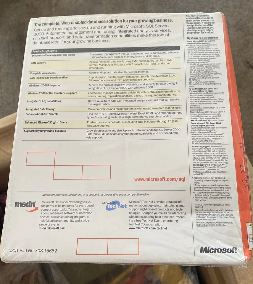 Microsoft SQL Server 2000 Standard Edition - Factory Sealed Free Shipping!! - Image 3 of 4