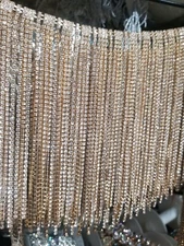 Rhinestone Crystal Chain Fringe 6 Inches gold ,sold By 1 Yard,High Quality stone