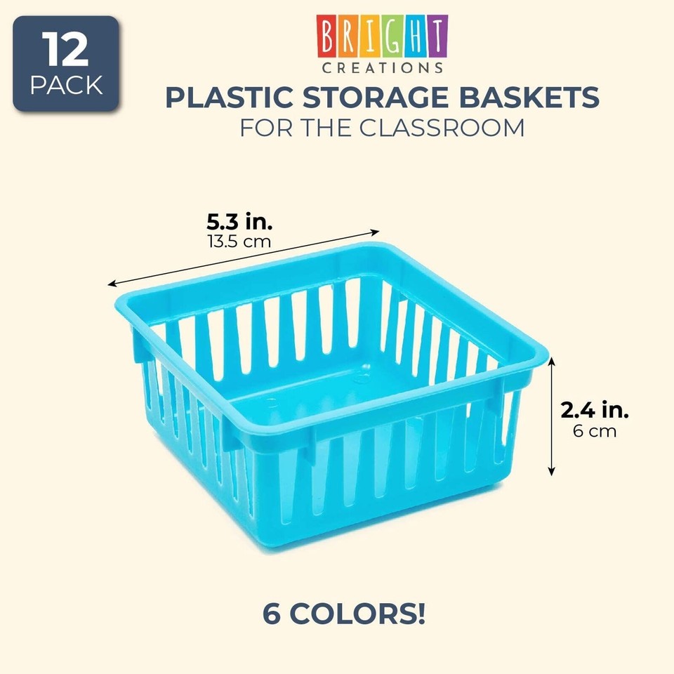 12Pcs 6 Colors Plastic Pen & Pencil Baskets Tray for Classroom