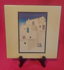 Deborah Hiatt Ceramic Art Tile "Blue Sky Pueblo" Art Co. 8" x 8" Made In USA