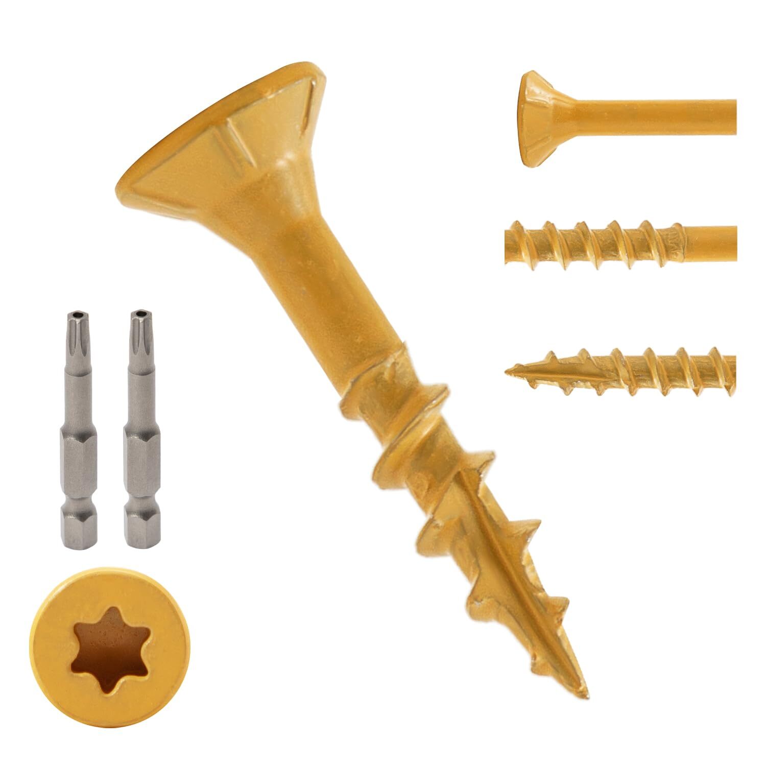 #8 x 1 Deck Screws 300 Pcs Rust-Resistant Epoxy Coated Tan