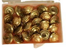 Set of 24 Vintage Clothing Buttons Gold Colored with Boat Anchor Military Navy