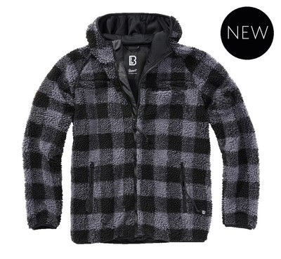 Brandit Jacket Men's Casual Work Teddy Fleece Black/Grey