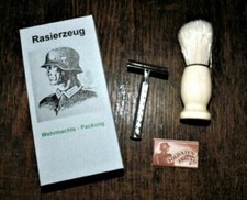 1939-1945 GERMAN SAFETY RAZOR & SHAVING BRUSH - WEHRMACHT WW2 repro (d2)