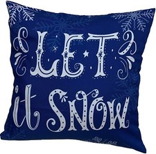 Blue Decorative Christmas Pillow Cover - 18" x 18", Let It Snow Pillowcase