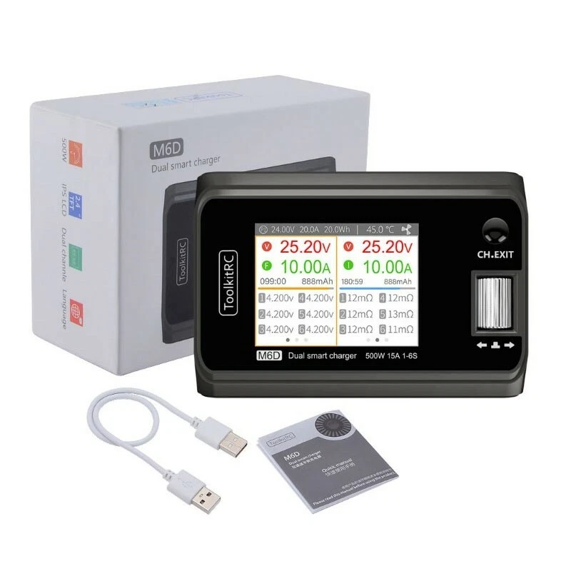 ToolkitRC M6D 500W 15A MINI Smart Charger Discharger+Power Supply For 1-6S Lipo - Image 2 of 4
