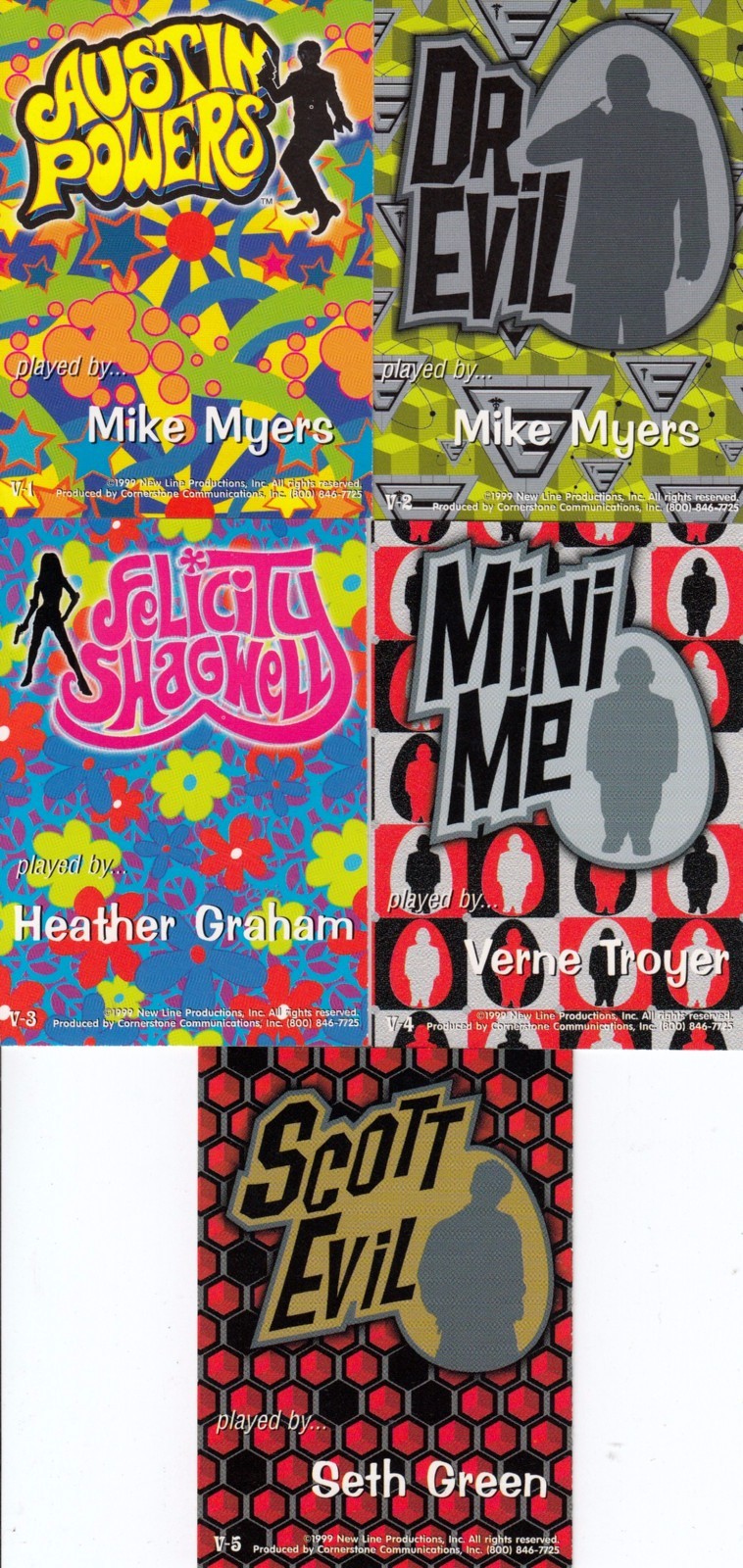 AUSTIN POWERS THE SPY WHO SHAGGED ME 1999 CORNERSTONE PROMO CARD SET V1 TO V5 - Picture 2 of 2