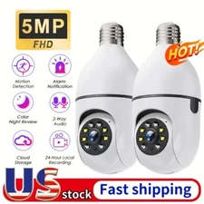 2PCS Light Bulb Camera 5MP 360° CCTV 2.4G WiFi IR Audio Home Wireless Security