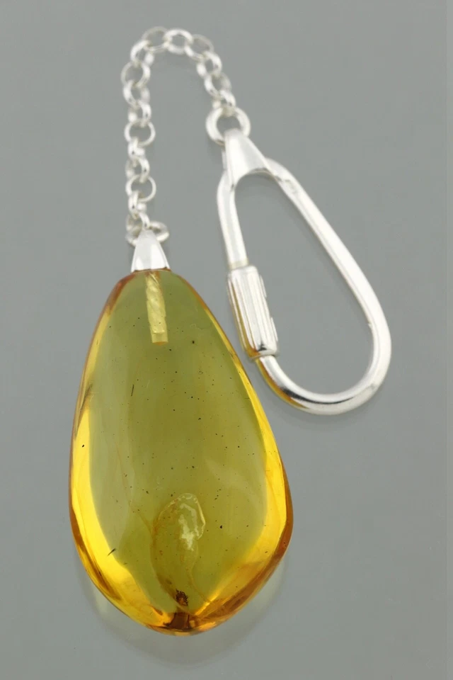 Fossil SPIDER Genuine BALTIC AMBER Drop Silver KEYRING KEYCHAIN 11.6g 211103-2 - Image 2 of 4