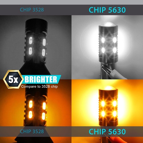 1157 LED White/Amber DRL Switchback Turn Signal Indicator Parking Light Bulbs - Picture 4 of 11