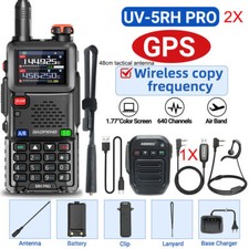 BAOFENG 5RH GPS 10W WALKIE TALKIE MULTI BAND RECHARGEABLE TWO WAY RADIOS MIC SET