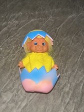 Vintage 1990s Troll Chick Cracked Easter Egg Doll Yellow Hair Tall Blue Eyes