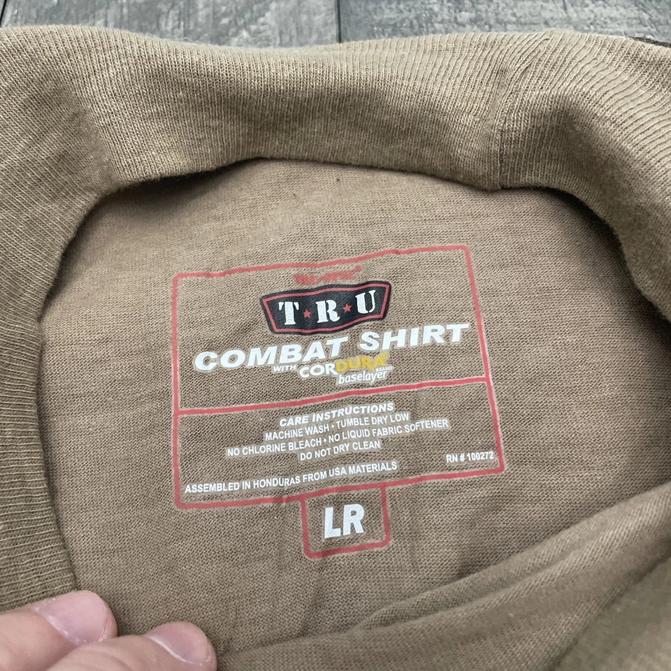 TRU Tru-Spec Combat Shirt Mens Sz LR Tan Green Camo 1/4 Zip Tactical Rip-Stop - Image 2 of 4