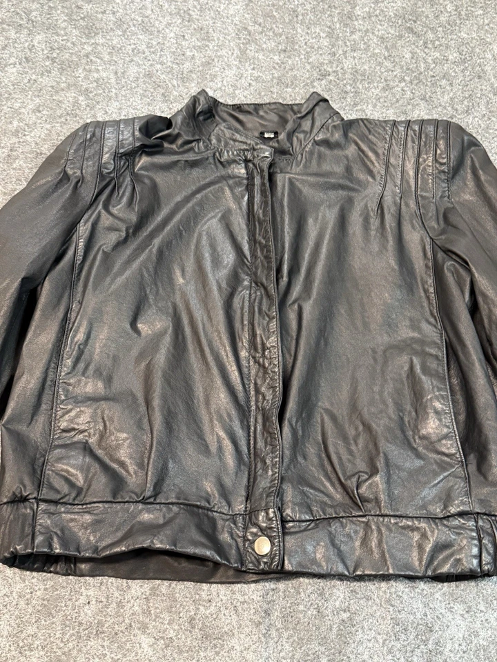 Vtg Fidelity Leathers Black Motorcycle Bomber Aviator Jacket Biker Womens 11-12 - Image 4 of 4