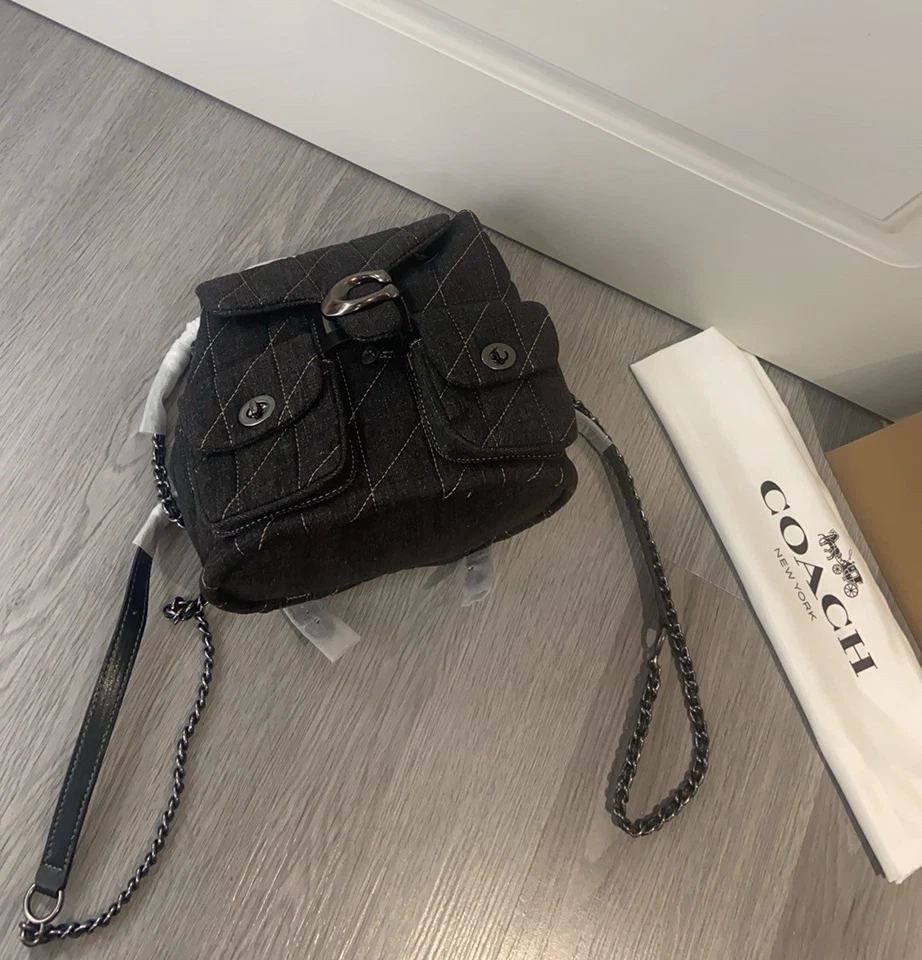 COACH Tabby 牛仔绗缝背包水洗灰色 CA056 Outlet — 第 4/4 张图片