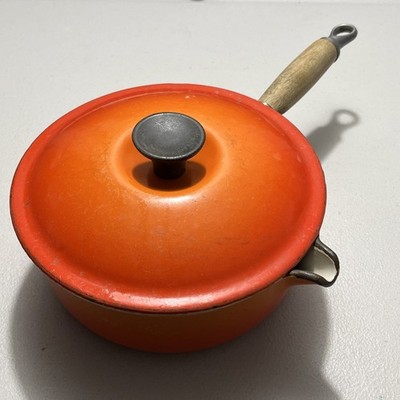 Vintage Le Creuset #20 Flame Orange Enameled Cast Iron Saucepan | eBay
