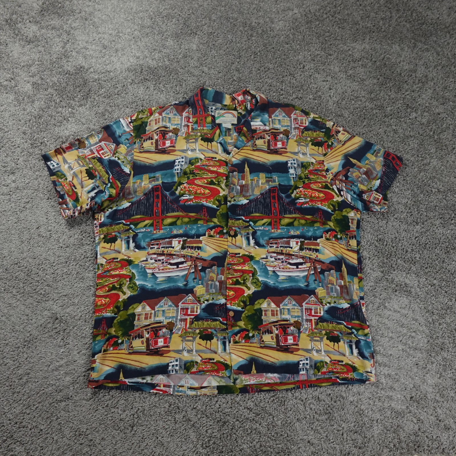 Vintage Paradise Found Hawaiian Shirt Mens 2XL San Francisco Aloha Rayon