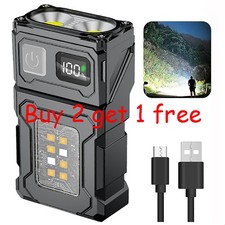 Clip Pocket LED Flashlight Magnetic USB Rechargeable Mini Torch Work Light IPX4
