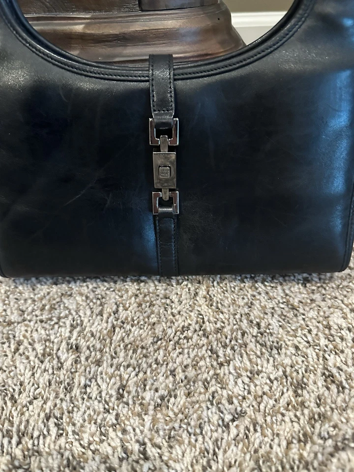 Gucci Jackie Tote Bag Black Leather with Silver Hardware - Image 2 of 4