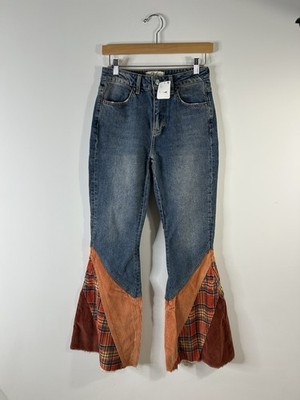 Free People Jeans Women s 26 Blue Patchwork Bell Bottoms Hippy 